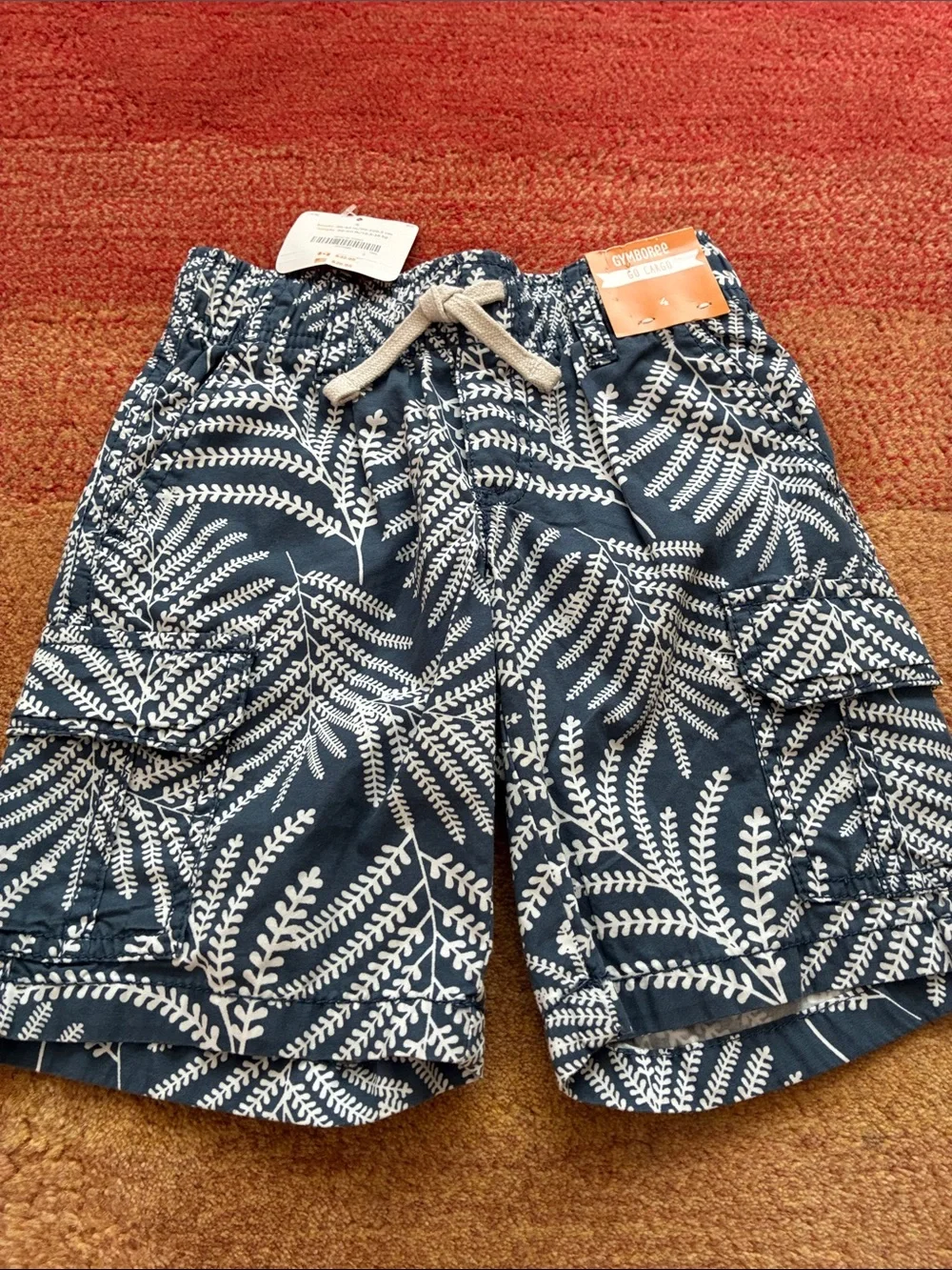 Set of 2 Gymboree Navy Palm Stripe swim shorts & summer shorts, size 4T